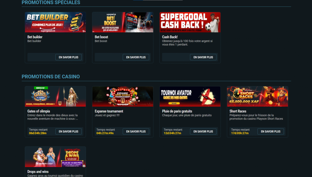 Promotions et bonus