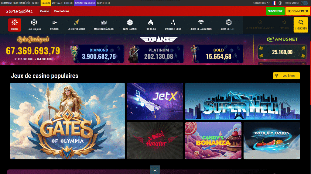 Supergooal Jeux de casino et Aviator